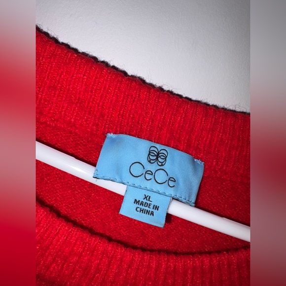 CeCe Red Embellished Sweater Women’s XL - Picture 5 of 6
